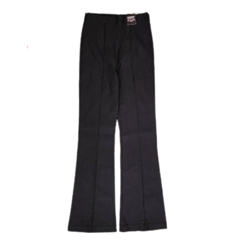Sears Pants Simply Styled Tailored Career High Waisted Flare Raised Black Size M
